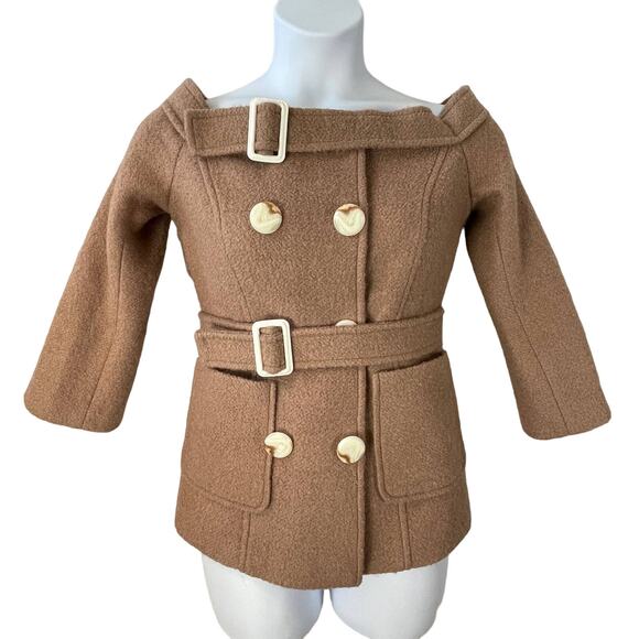 Quaint by Durlana Quantas Wool Bouclé Portrait Neckline Coat Size 38 - Picture 4 of 7